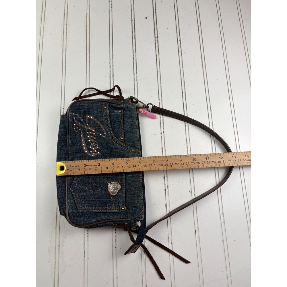 Guess Vintage Y2K 2000s Studded Denim Small Western Boho Shoulder Bag Purse - Picture 7 of 10